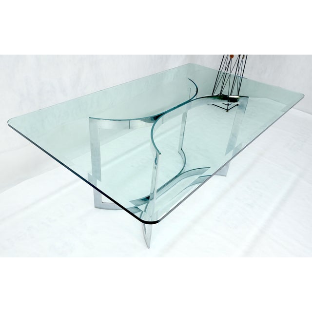 Mid Century c1970s Bent "C" Curve Chrome Ribbon Style Base Dining Table Bauhaus For Sale - Image 11 of 11