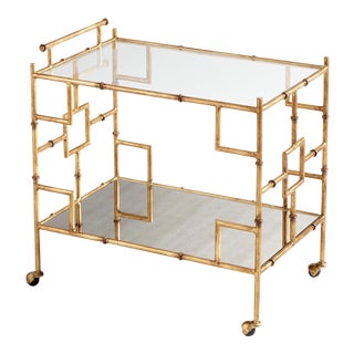 Chippendale Faux Bamboo and Mirror Martini Cart For Sale