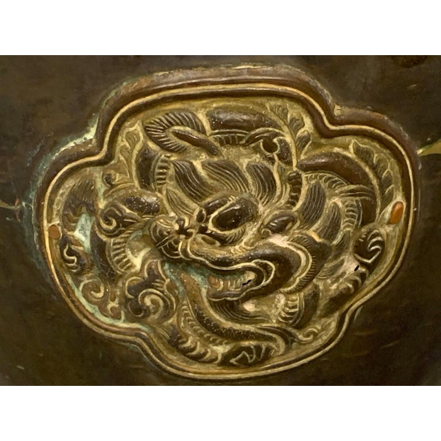Antique Chinese Tibetan Dragon Teapot: Mixed Metals, Turquoise Jewels For Sale - Image 4 of 10