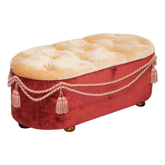 Antique Victorian Fabric Ottoman For Sale