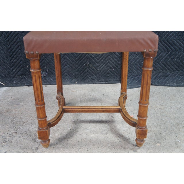 Antique French Henry II Gothic Revival Oak Nailhead Dining Side Desk Chair For Sale - Image 10 of 12
