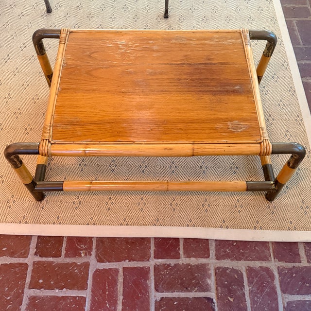 1970s Bamboo & Brass Coffee Table For Sale In Washington DC - Image 6 of 10
