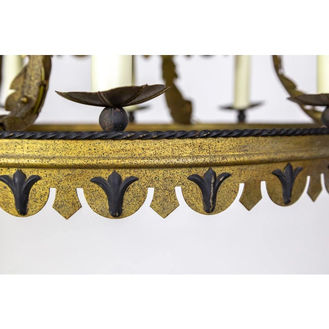 Mid 20th Century Tudor Style 2-Tier Tole Ring Chandelier For Sale In San Francisco - Image 6 of 12