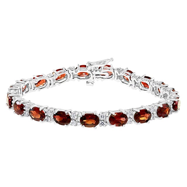 18 Carat Genuine Natural Garnet Tennis Bracelet 14 Karat White Gold For Sale - Image 18 of 18