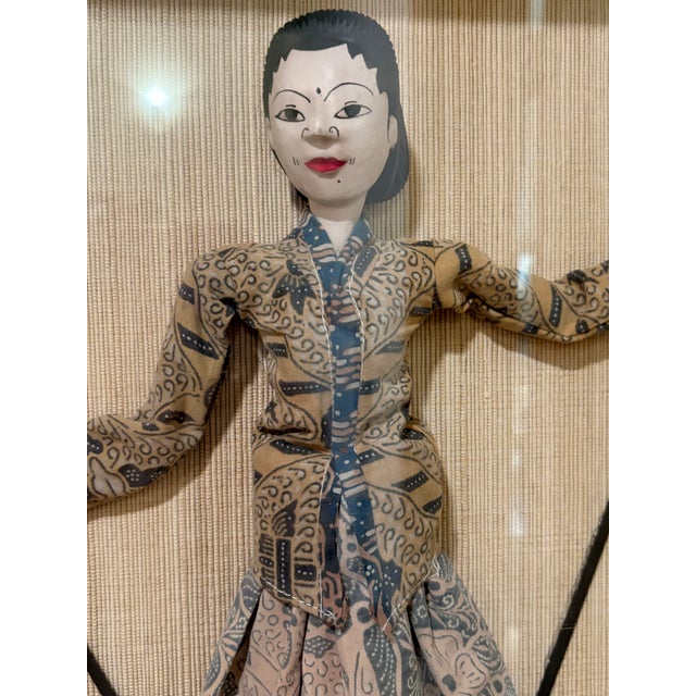 Vintage Indonesian Wayang Golek Puppets in Shadow Box Frames, Pair For Sale - Image 15 of 18