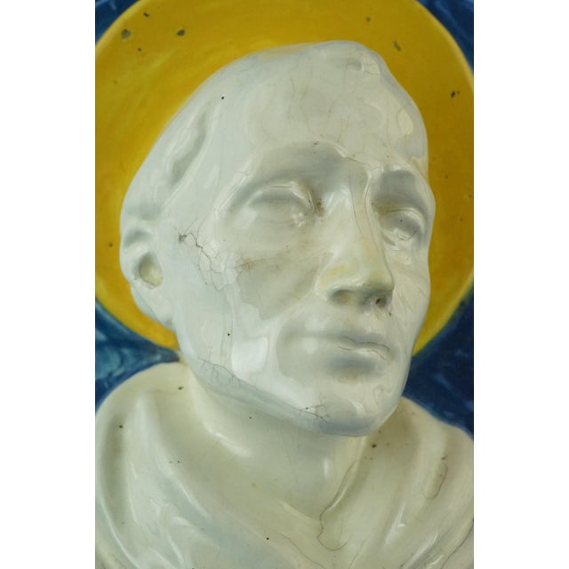 Ceramic Sculpture Medallion Plaque of Saint Francis, 1930s For Sale - Image 15 of 18