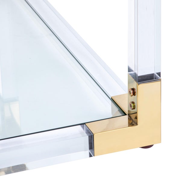 Metal Pasargad Home Mira Modern Glass Etagere Bookcase With Gold Accents & Acrylic Frame For Sale - Image 7 of 8