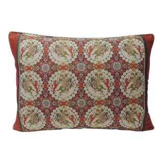 Brocade with Circular Design of Tigers and Japanese Warriors Bolster Decorative For Sale
