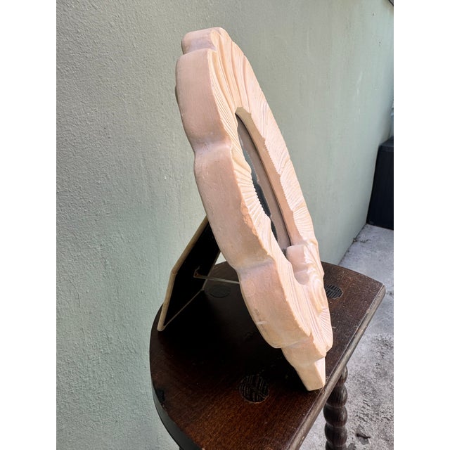 Vintage White Plaster Sculptural Shell Wall Mirror — Coastal Hollywood Regency For Sale - Image 4 of 8