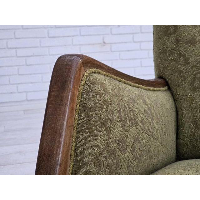 Danish Armchair in Green Velour and Ash, 1960s For Sale - Image 15 of 16