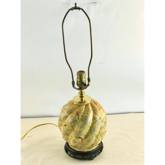 1950s Vintage Chinoiserie Polychrome Yellow Paper Mache Melon Table