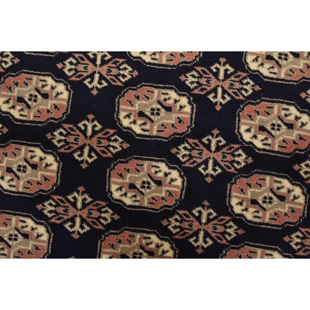 Bokhara Rug 4’1” X 6′ Blue Wool Tribal Hand-Knotted Oriental Carpet For Sale - Image 4 of 12