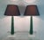 A large pair of elegant table lamps with a clean and modern design. Hand made from malachite stone column which is...