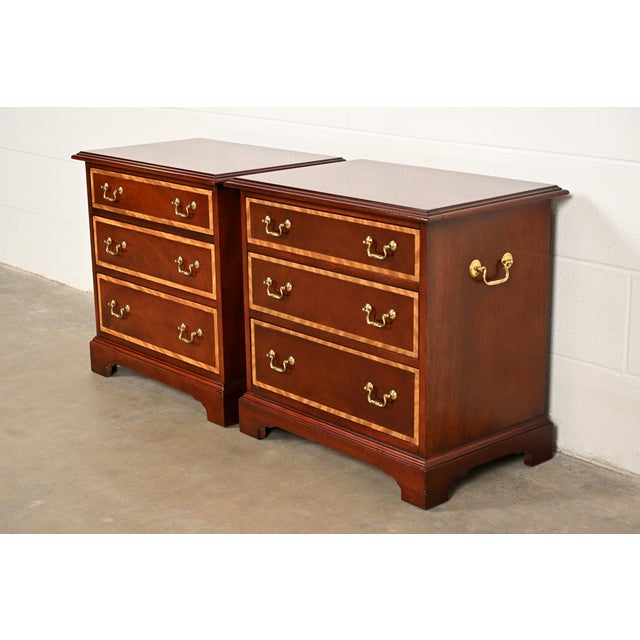 Baker Furniture Georgian Banded Mahogany Bedside Chests, Pair For Sale - Image 17 of 17