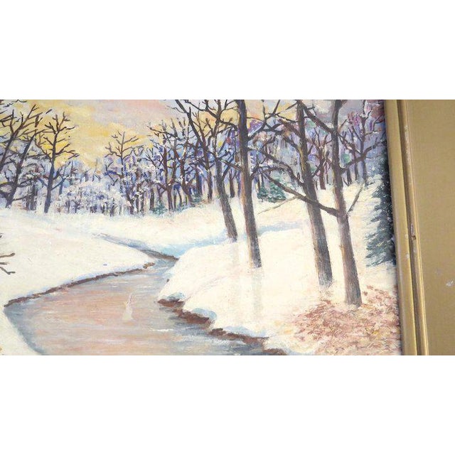 1950s Winter Scene River Bed Oil Painting, Framed For Sale - Image 4 of 9