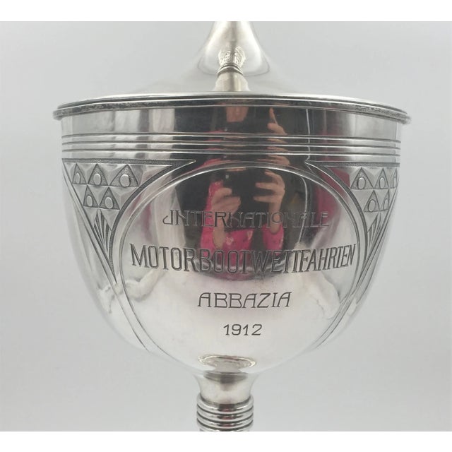 Vintage German Continental Silver & Onyx Monumental Trophy in Art Deco-Style For Sale - Image 9 of 11
