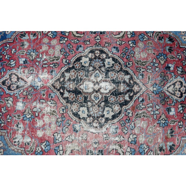Textile 1970s Vintage Persian Handmade Wool Cotton Red Area Rug For Sale - Image 7 of 11