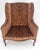 Hickory Chair Furniture Company Red Gold Brass Tacks Upholstery Carved Mahogany Base Legs Large Wing Chair For Sale - Image 4 of 12