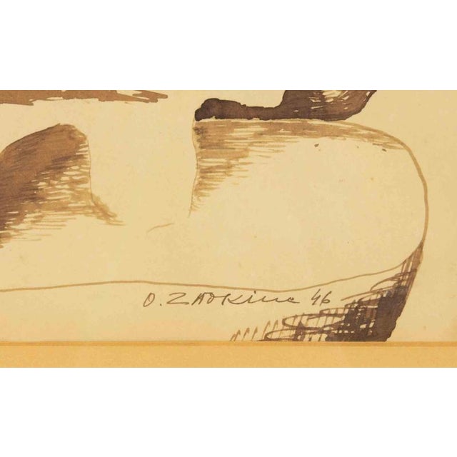 Untitled is a drawing realized by Ossip Zadkine (1890 - 1967), in 1946. Mixed media on paper. 45.50 x 61.70 cm. Signature...