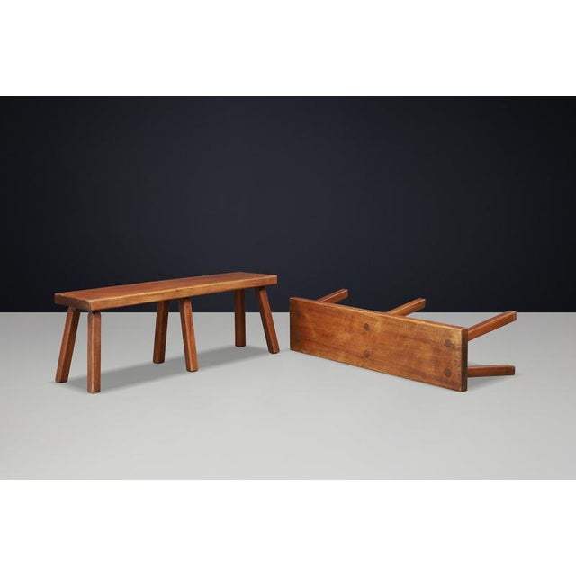French Primitive Oak Bench with Rich Patina, 1960s For Sale - Image 12 of 15