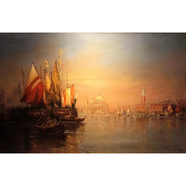 Beautiful Venetian painting from approximately 100 years ago. It virtually seems to glow from the sunset.