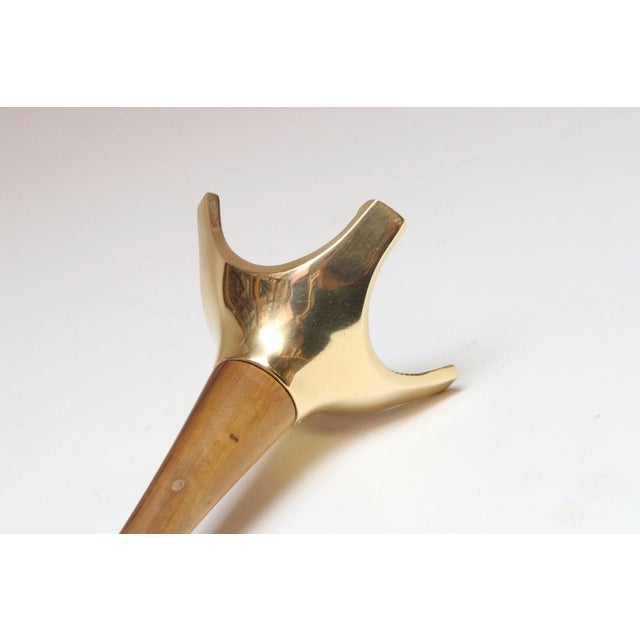 Pair of Sculptural Vintage Austrian Brass and Walnut Candlesticks For Sale - Image 18 of 18