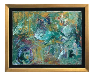 Framed Abstract Acrylic Painting
