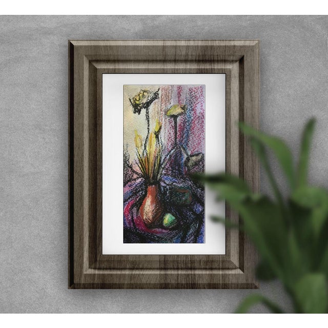 Expressionism Tempera Painting Gift Flowers Unknown Artist For Sale - Image 3 of 12