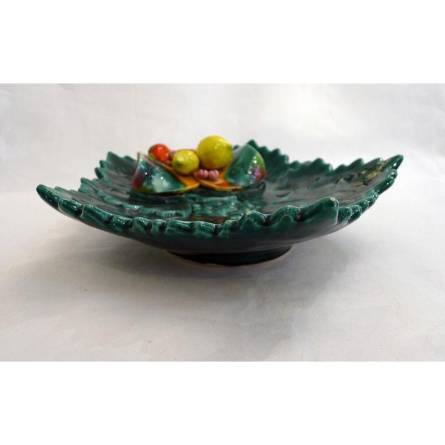 Mid-Century Barbotine Fruit Bowl with Leaves and Lemons, 1960s For Sale - Image 12 of 12