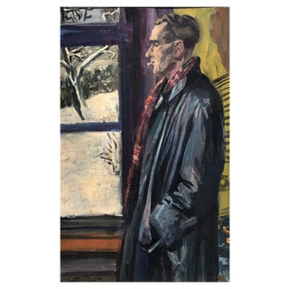 Victor Ruzo, Homme devant la fenêtre, Oil on Cardboard, Framed For Sale