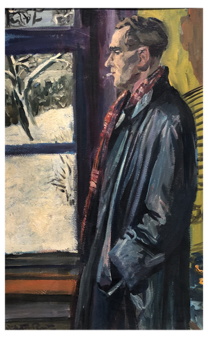 Victor Ruzo, Homme devant la fenêtre, Oil on Cardboard, Framed