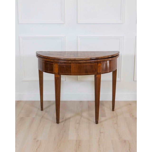 Early 19th Century Walnut Half-Moon Game Table For Sale - Image 11 of 11