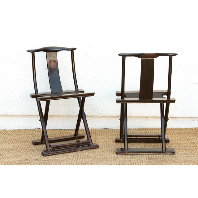 Late 19th Century Pair of Antique Folding Campaign Chairs For Sale - Image 5 of 11
