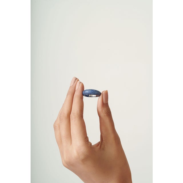 Chic 2.03ct Sapphire Cluster Contemporary Chunky Ring Size 5.5 in 14k Solid Gold For Sale - Image 11 of 18