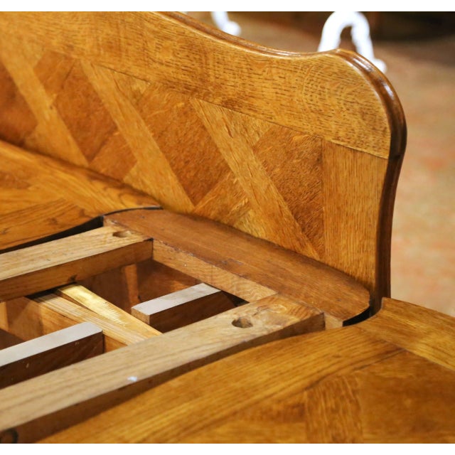 20th Century French Louis XV Oak Parquetry Refectory Dining Table With Leaves For Sale - Image 12 of 13