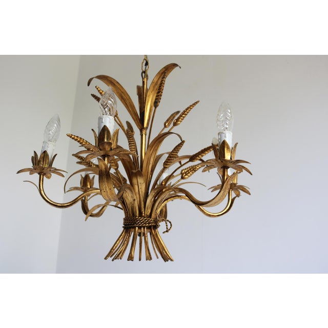 Vintage Gold-Plated Metal Chandelier and Wall Sconce Set from Hans Kögl, 1970s, Set of 2 For Sale - Image 6 of 17