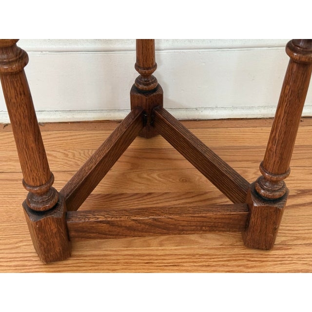Midcentury English Oak Clover Cricket Table For Sale - Image 6 of 9