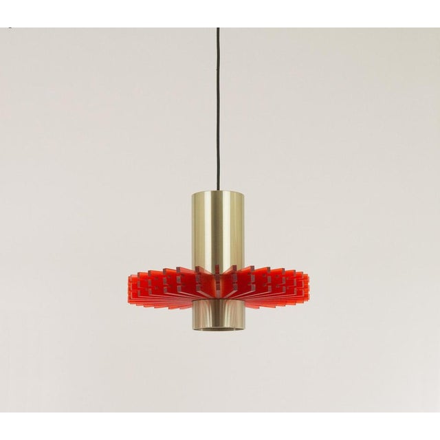 Aluminium and acrylic pendant, nicknamed 'Priest collar', designed by Claus Bolby for Danish lighting manufacturer Cebo in...