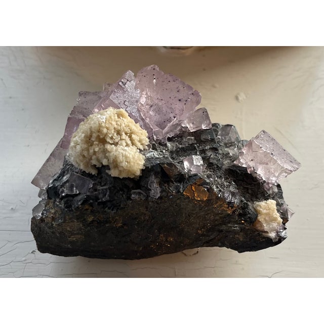 Stone Old Fluorite Mineral Rock Specimen For Sale - Image 7 of 15