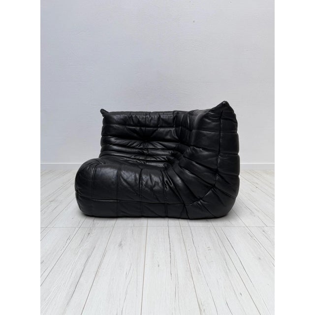 Vintage Togo Sofa in Black Leather by Michel Ducaroy for Ligne Roset, 1990s, Set of 4 For Sale - Image 11 of 18