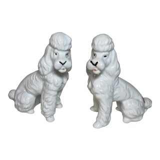 Vintage Porcelain Poodle Dog Figurines- a Pair For Sale