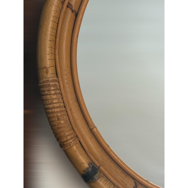 Round Rattan Mirror, Spain, 1960s For Sale - Image 4 of 12
