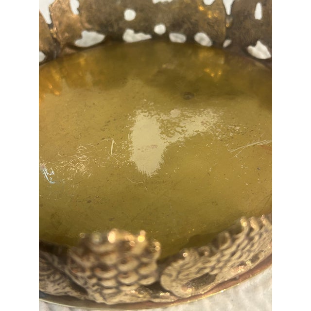 Vintage Cast Brass Grapevine Wine Bottle Coasters- A Pair For Sale - Image 9 of 9