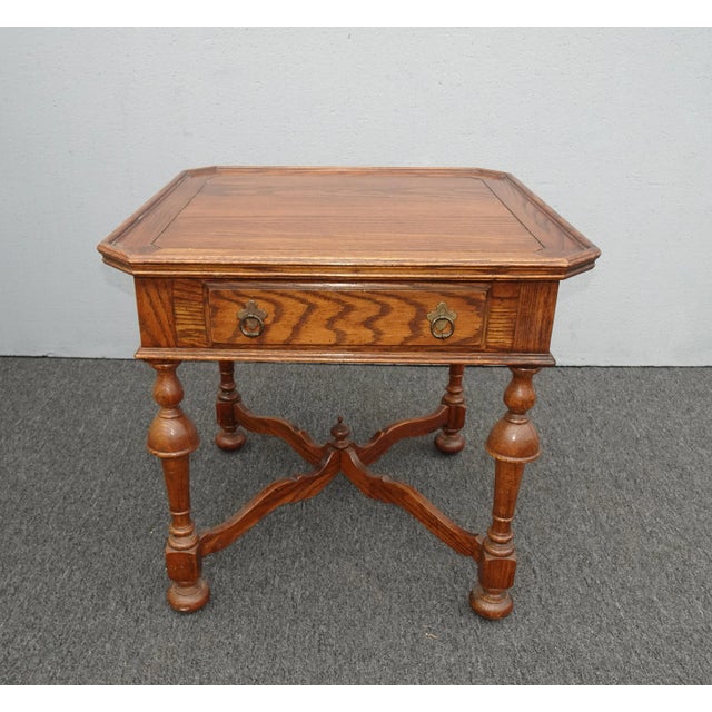 Vintage Ethan Allen French Country Brown Oak End Table ~ Side Table For Sale - Image 13 of 13