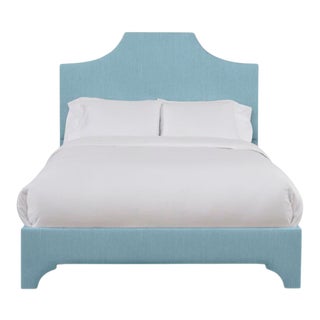 Kit King Bedframe, Mosaic Blue Linen For Sale
