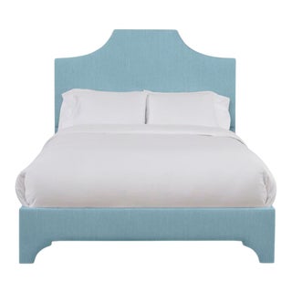 Kit King Bedframe, Mosaic Blue Linen For Sale