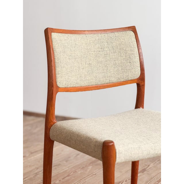 Wood Mid-Century Model 80 Upholstered Chair by Niels O. Møller for J. L. Mollers, Set of 2 For Sale - Image 7 of 16