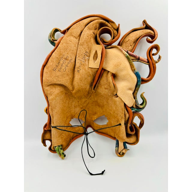 Animal Skin Intricate Mythological Maenad/Bacchae-Themed Handcrafted Leather Wall Sculpture For Sale - Image 7 of 11