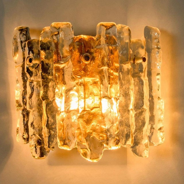 Vintage Ice Glass Wall Sconce by J.T. Kalmar, 1970s For Sale - Image 17 of 18