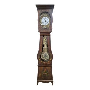 19th Century French Provincial Hand-Painted Comtoise Grandfather Clock, Signed Poitiers